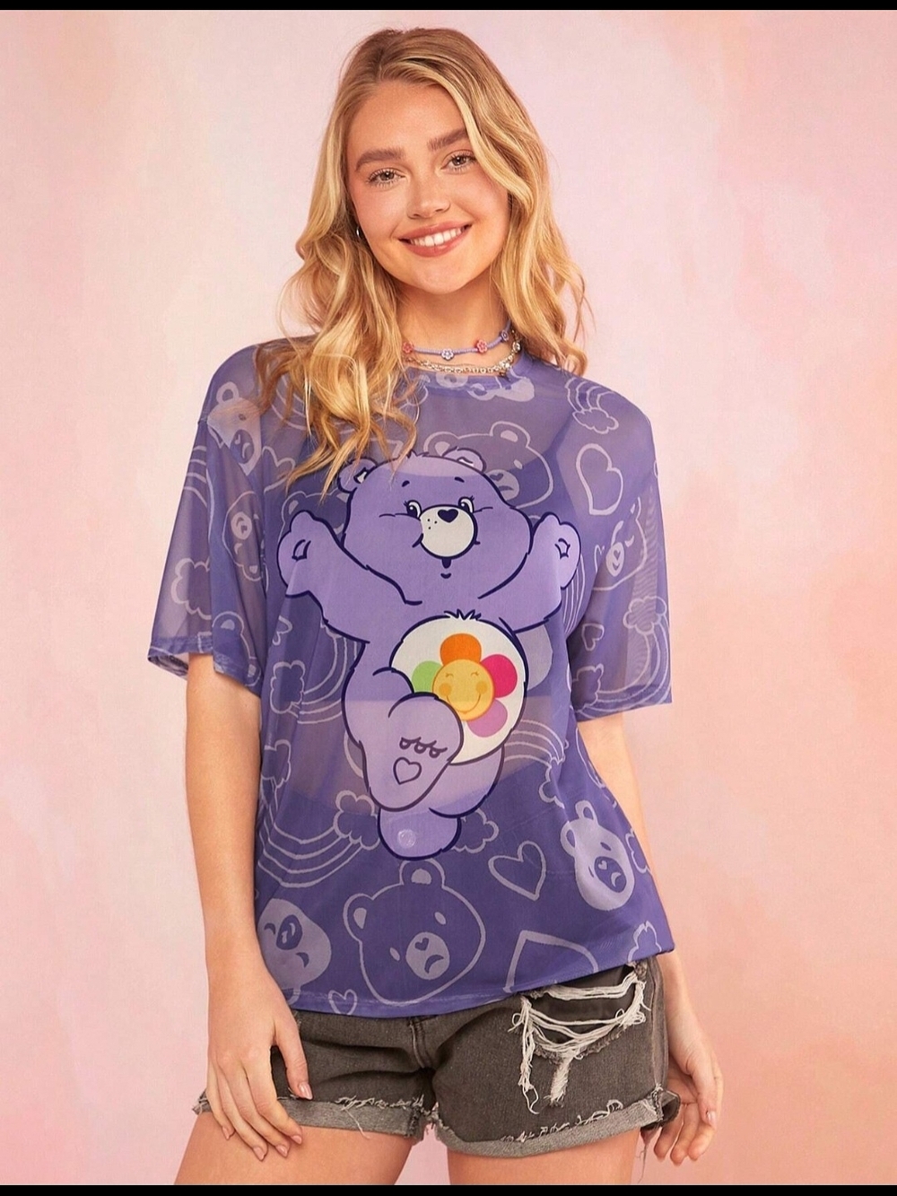 Purple Care Bear Graphic Tee